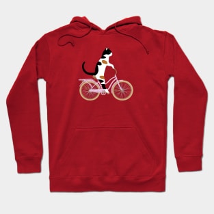 Cat on a Bicycle Funny Hoodie